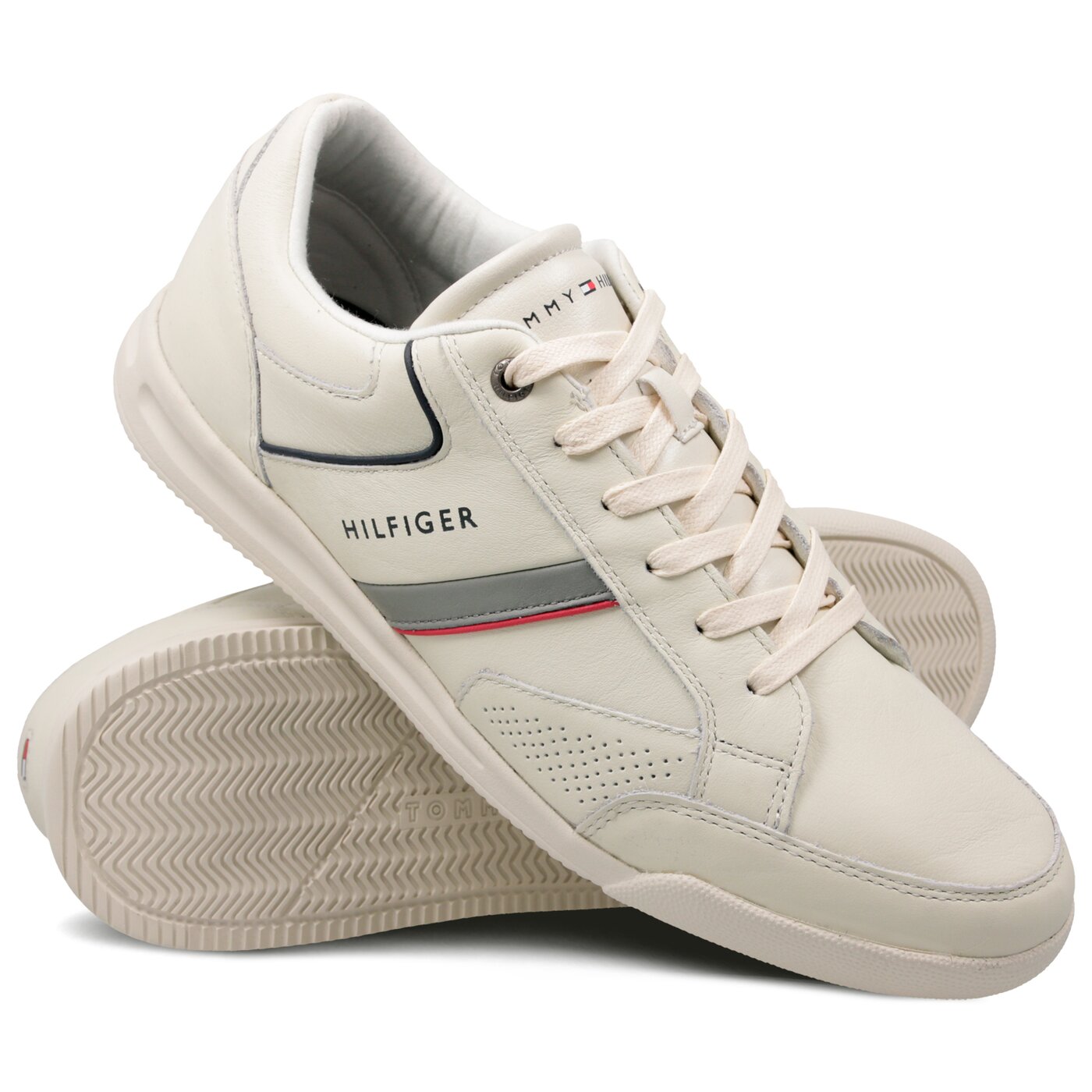 Męskie sneakersy (buty) TOMMY HILFIGER CORPORATE DETAIL LEATHER SNEAKER fm0fm01620156 kolor biały