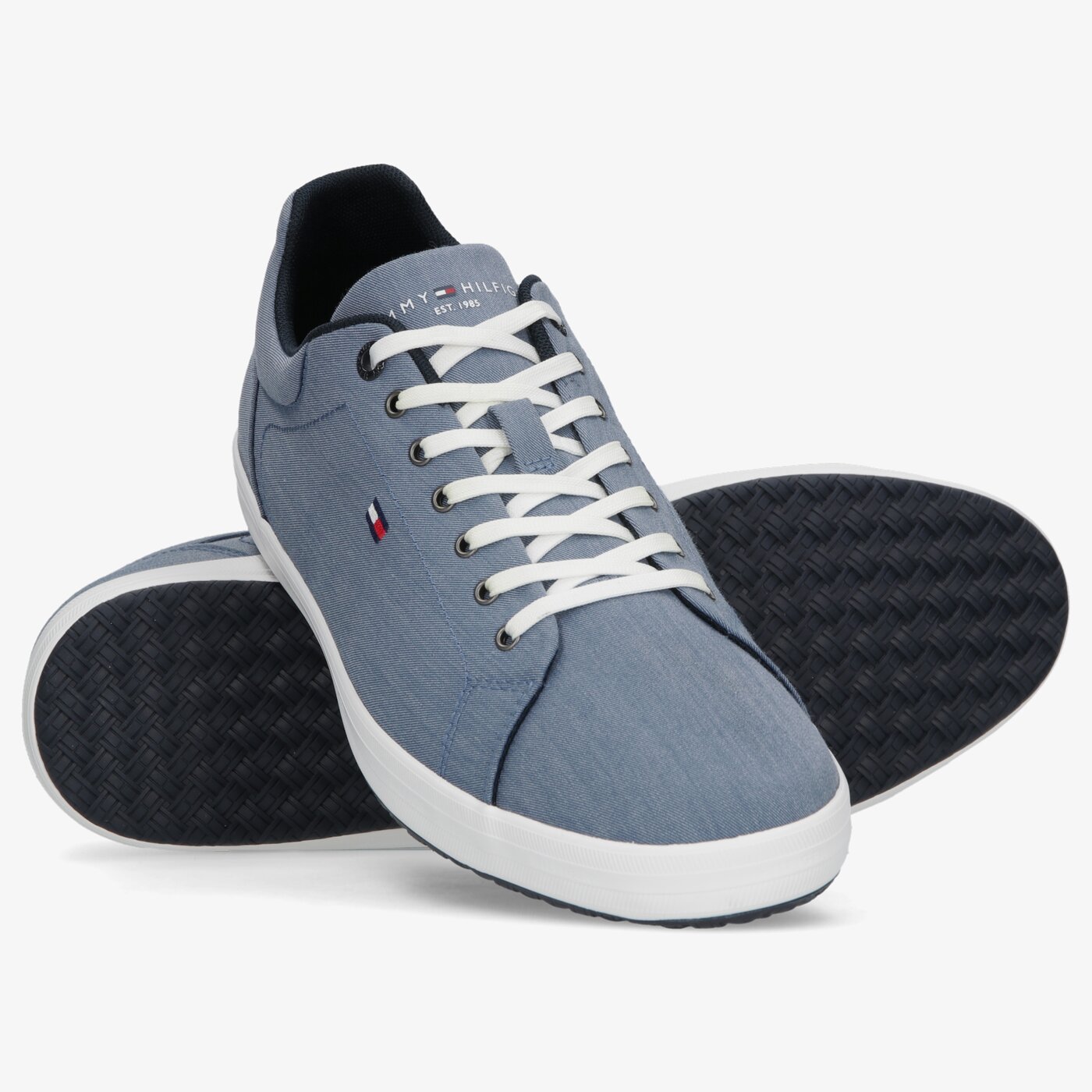 Męskie trampki TOMMY HILFIGER ESSENTIAL CHAMBRAY VULC fm0fm03993c5f kolor niebieski