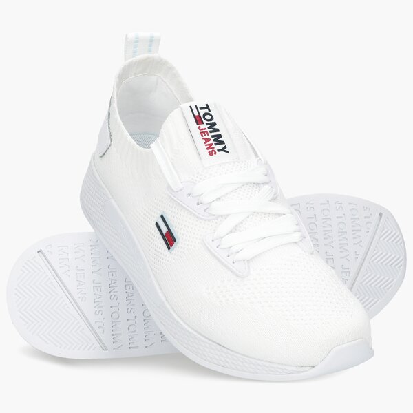 Damskie sneakersy (buty) TOMMY HILFIGER TECHNICAL FLEXI KNITTED RUNNER en0en01416ybr kolor biały