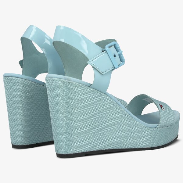 Damskie sandały TOMMY HILFIGER LUNA 29C MATERIAL MIX WEDGE SANDAL en0en00560446 kolor niebieski