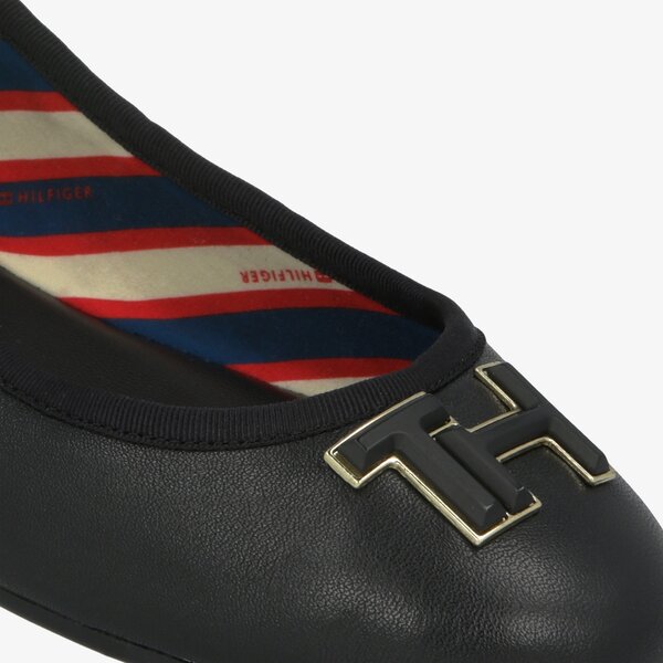 Damskie baleriny (buty) TOMMY HILFIGER ESSENTIAL LEATHER BALLERINA fw0fw04316990 kolor czarny