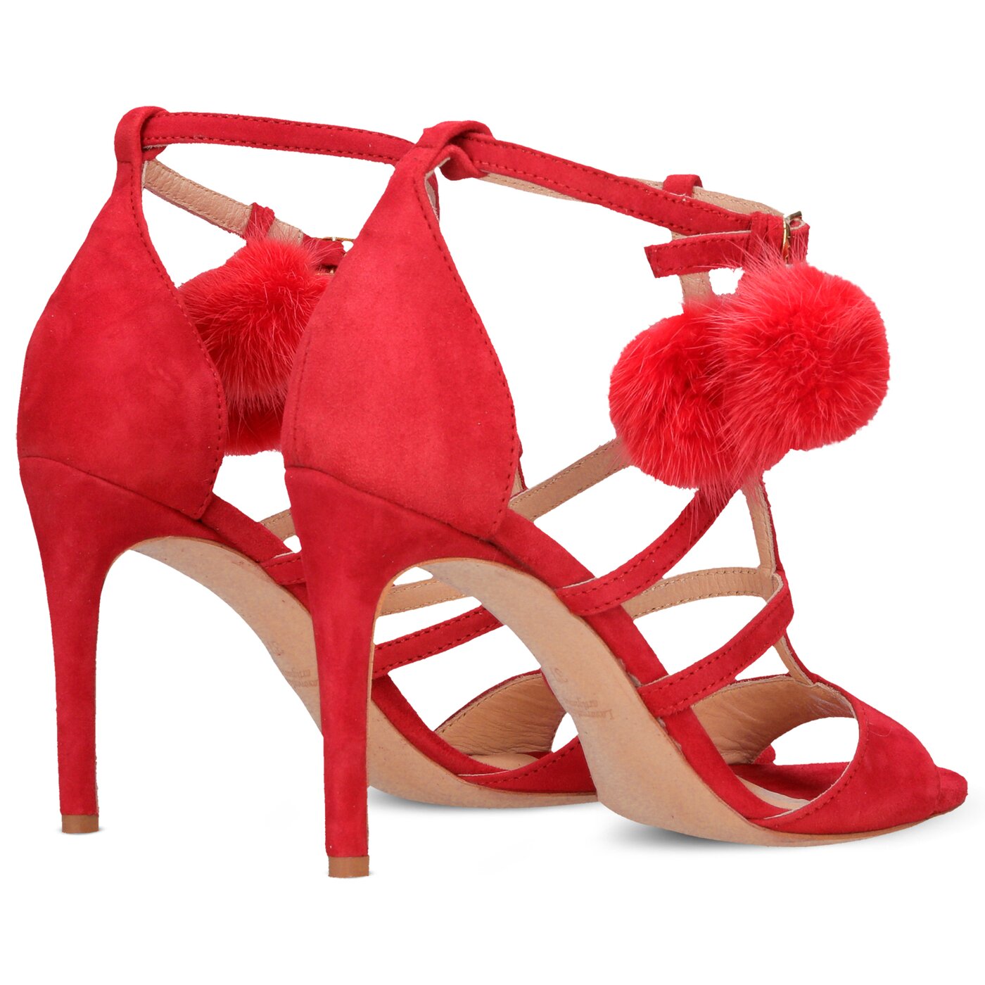 Damskie sandały SYMBIOSIS FELICITY FUR SANDALS CZERWONE 1104134 kolor czerwony