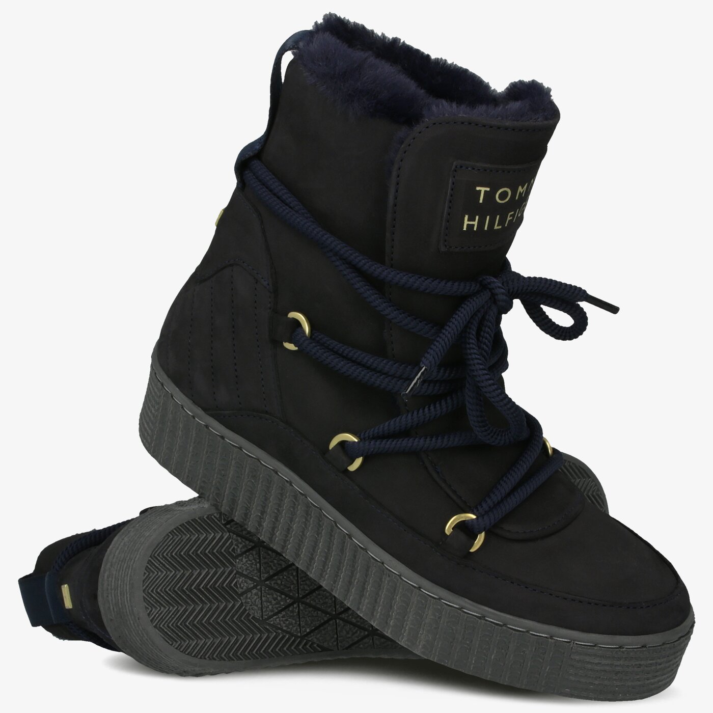 Damskie botki / sztyblety TOMMY HILFIGER COSY BOOTIE fw0fw04401463 kolor granatowy