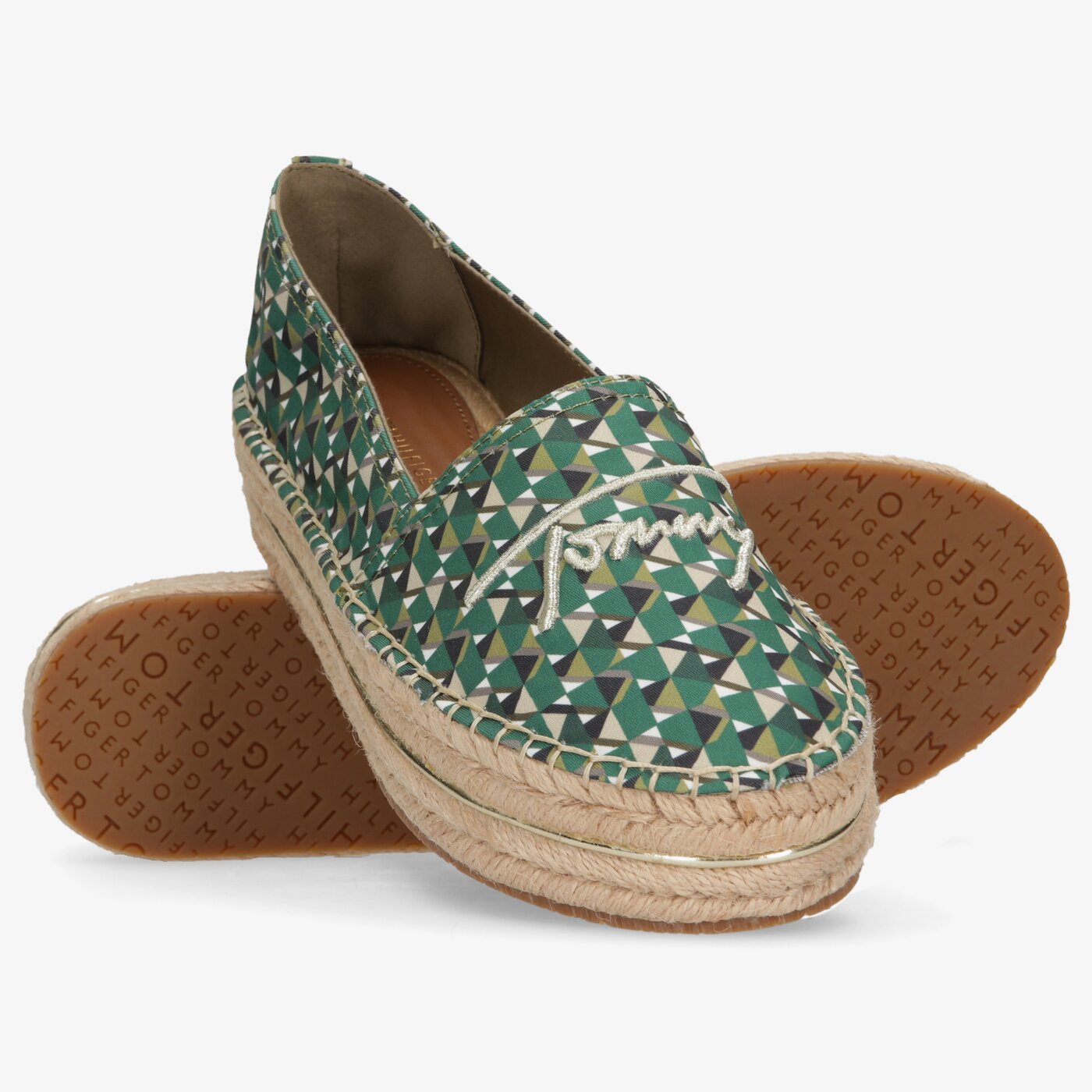 Damskie espadryle TOMMY HILFIGER TH GEO PRINT ESPADRILLE fw0fw063540h7 kolor zielony