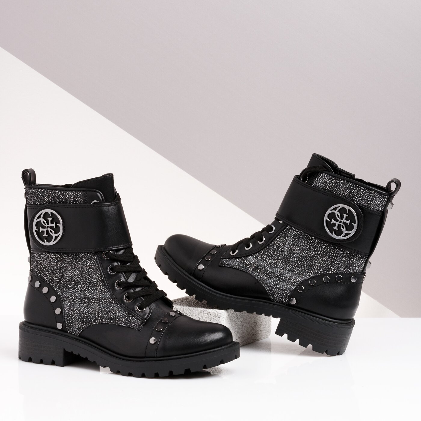 Damskie botki / sztyblety GUESS HEATHIRE fl7ht2ele10blkbr kolor czarny