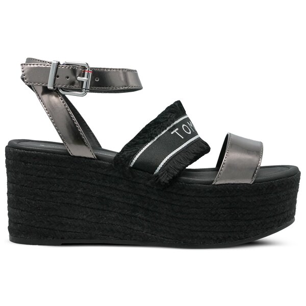Damskie sandały TOMMY HILFIGER SHINY METALLIC FLATFORM SANDAL fw0fw03393990 kolor srebrny