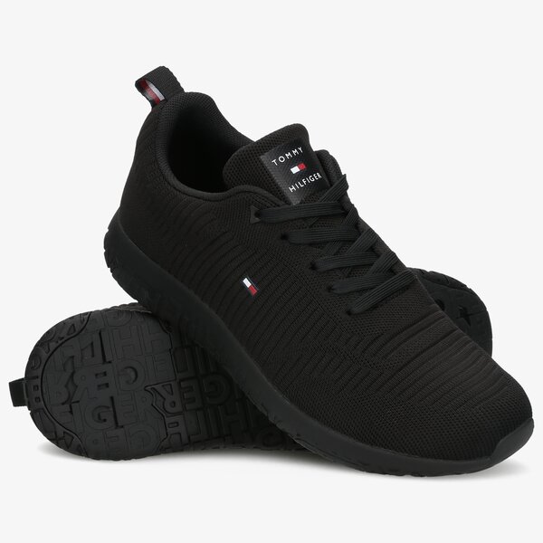 Męskie sneakersy (buty) TOMMY HILFIGER CORPORATE KNIT RIB RUNNER fm0fm02838bds kolor czarny