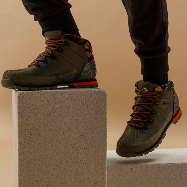 Męskie buty outdoor (trekkingowe) TIMBERLAND EURO SPRINT FABRIC WP tb0a2k7qa581 kolor khaki