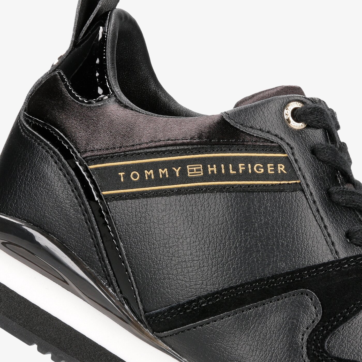 Damskie sneakersy (buty) TOMMY HILFIGER IRIDESCENT WEDGE SNEAKER fw0fw04130990 kolor czarny