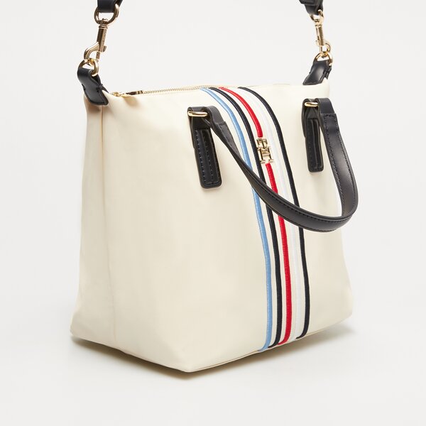 Damska torebka TOMMY HILFIGER TOREBKA POPPY SMALL TOTE CORP aw0aw15986aef kolor beżowy