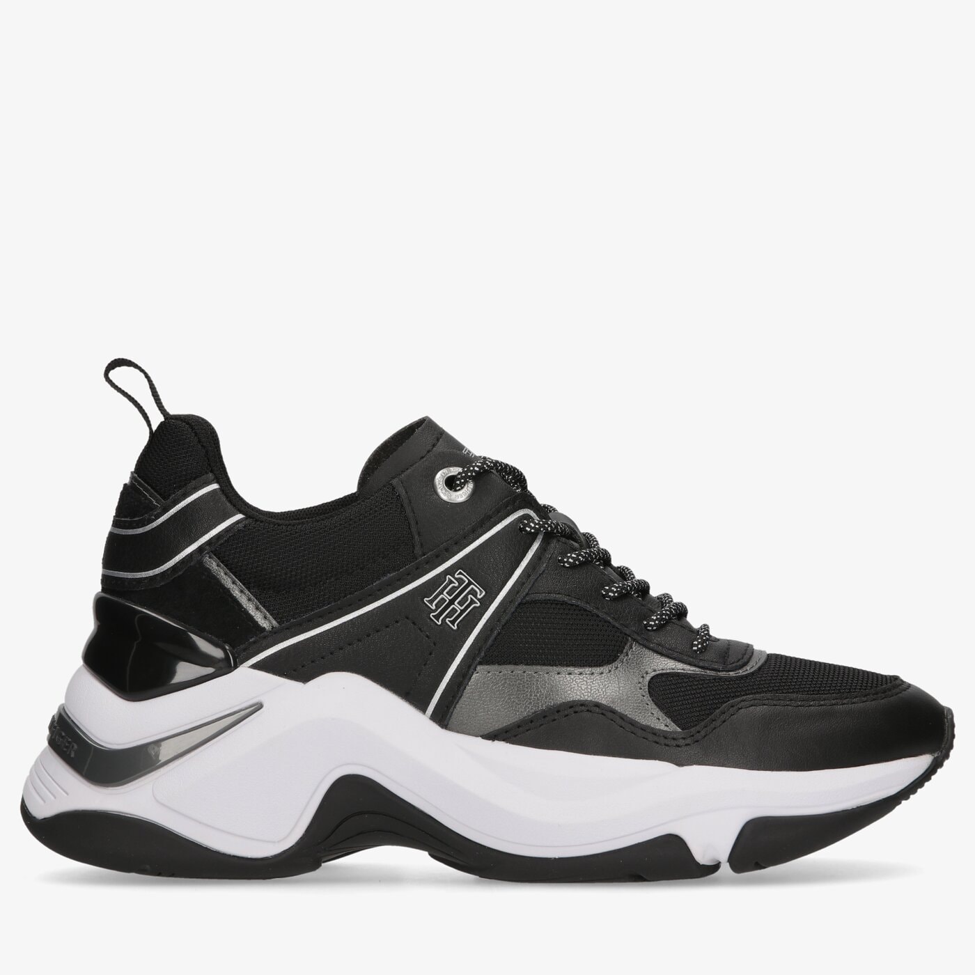 Damskie sneakersy (buty) TOMMY HILFIGER FASHION WEDGE SNEAKER fw0fw05799bds kolor czarny