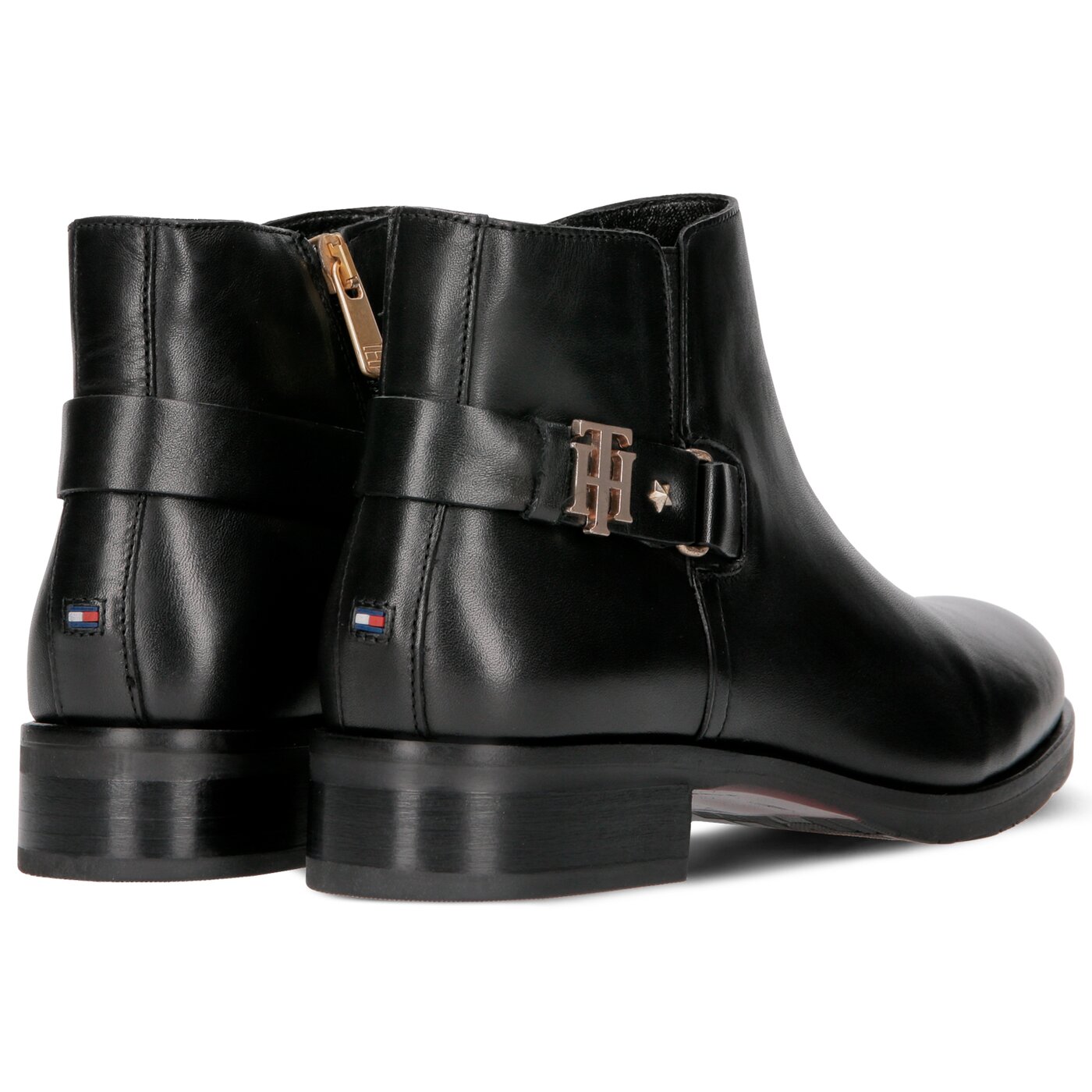 Damskie botki / sztyblety TOMMY HILFIGER TH BUCKLE LEATHER BOOTIE fw0fw03128990 kolor czarny