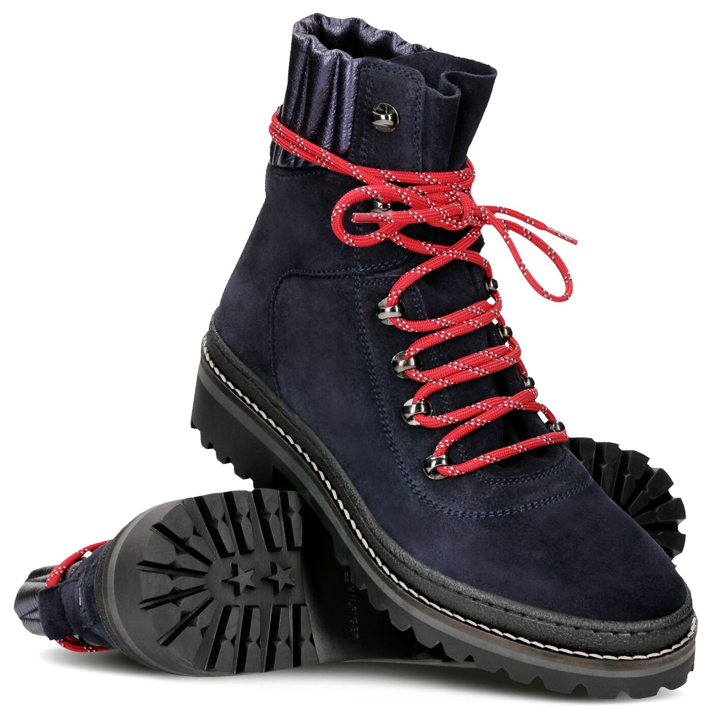 Damskie botki / sztyblety TOMMY HILFIGER MODERN HIKING BOOT SUEDE fw0fw03048403 kolor granatowy