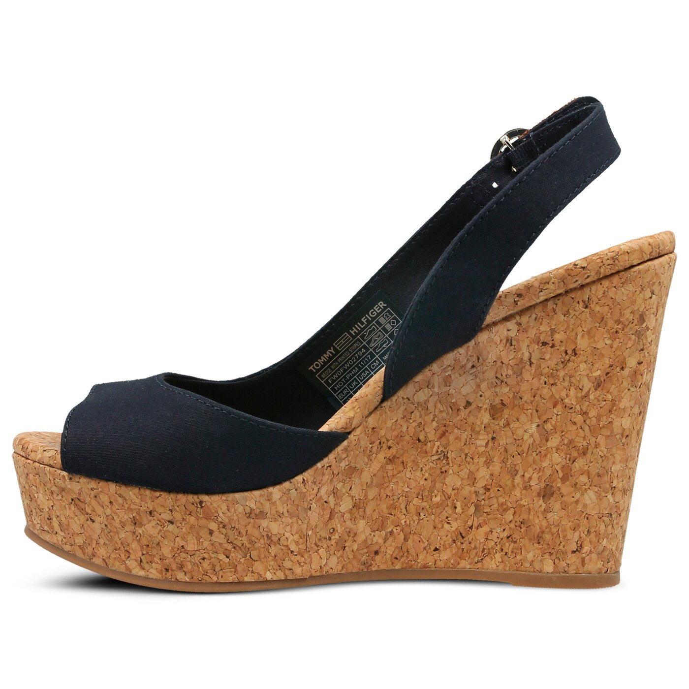 Damskie sandały TOMMY HILFIGER WEDGE WITH PRINTED STRIPES fw0fw02794403 kolor granatowy