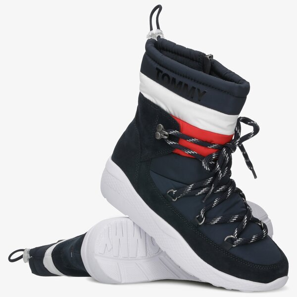 Damskie śniegowce TOMMY HILFIGER CORPORATE PADDED NYLON BOOT en0en00671403 kolor granatowy