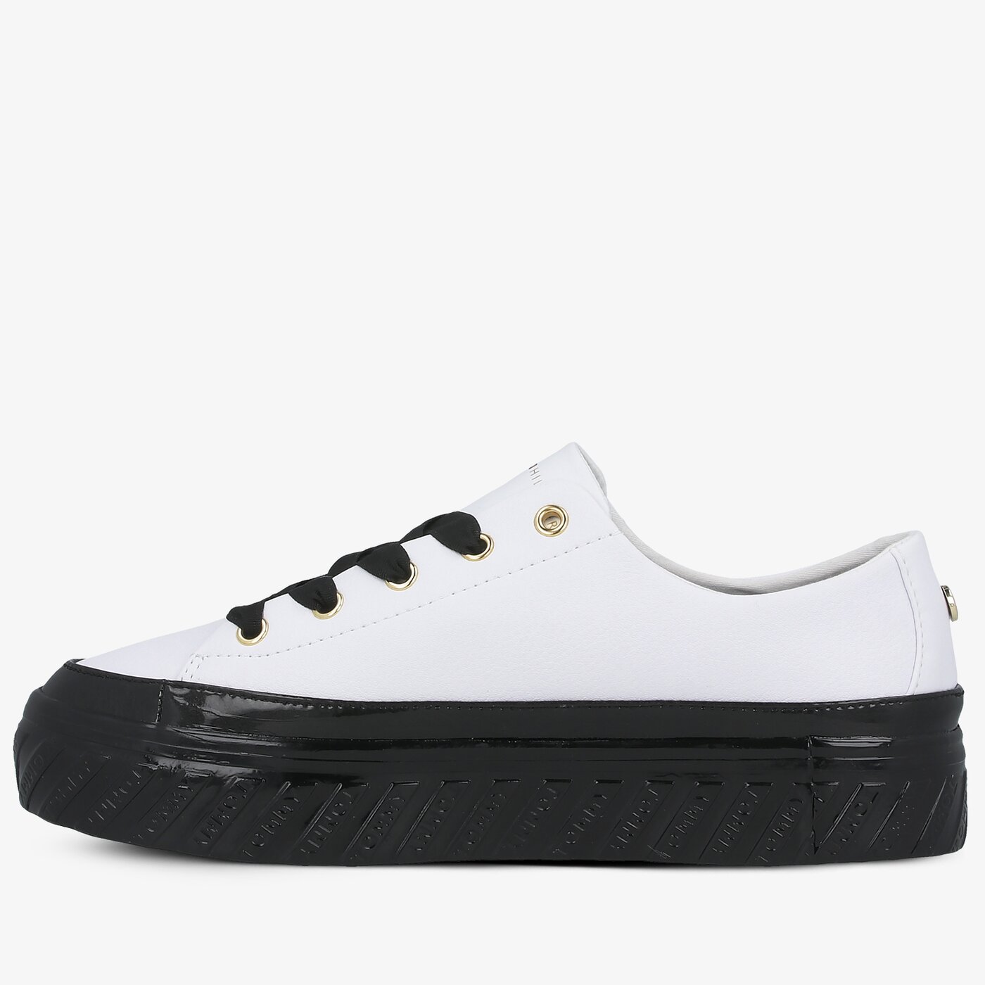 Damskie trampki TOMMY HILFIGER KELSEY 1A3 SHINY FLATFORM fw0fw05221ybr kolor biały