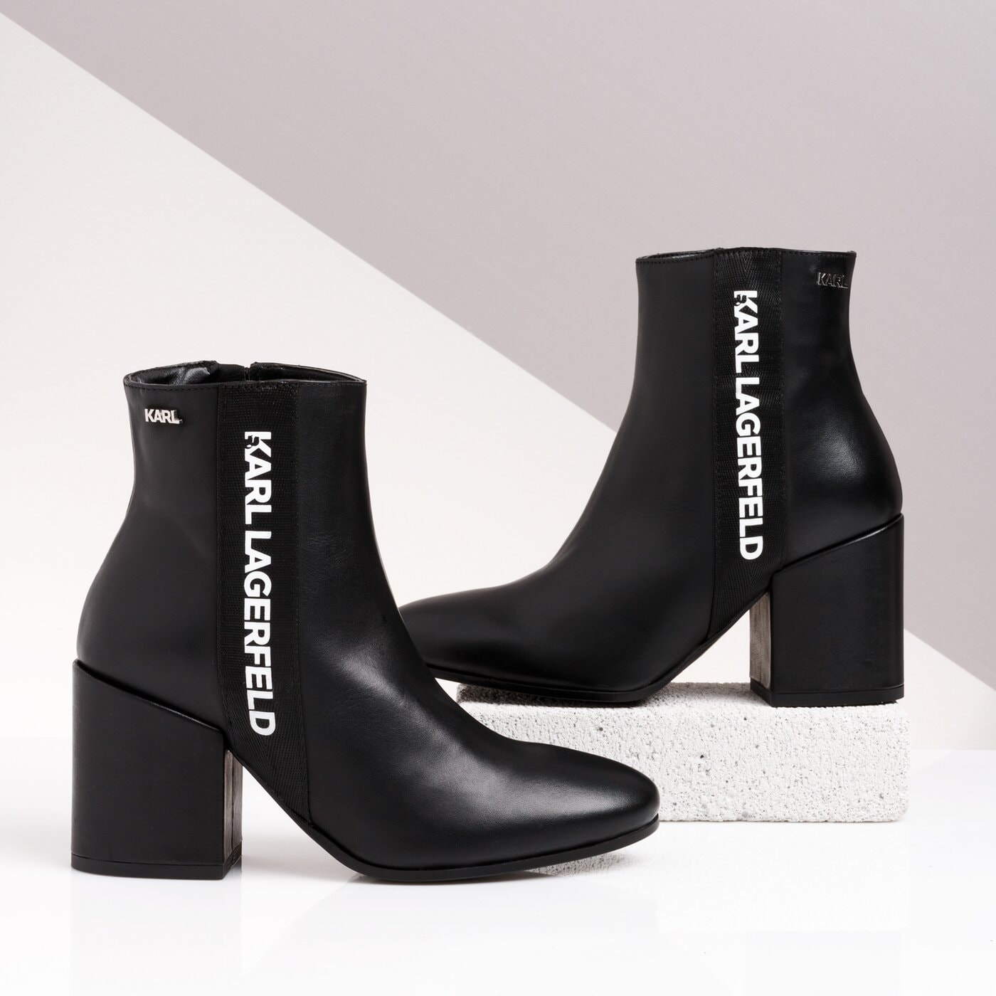 Damskie botki / sztyblety KARL LAGERFELD LAVINIA KARL BAND MIDI BOOT kl31475000 kolor czarny