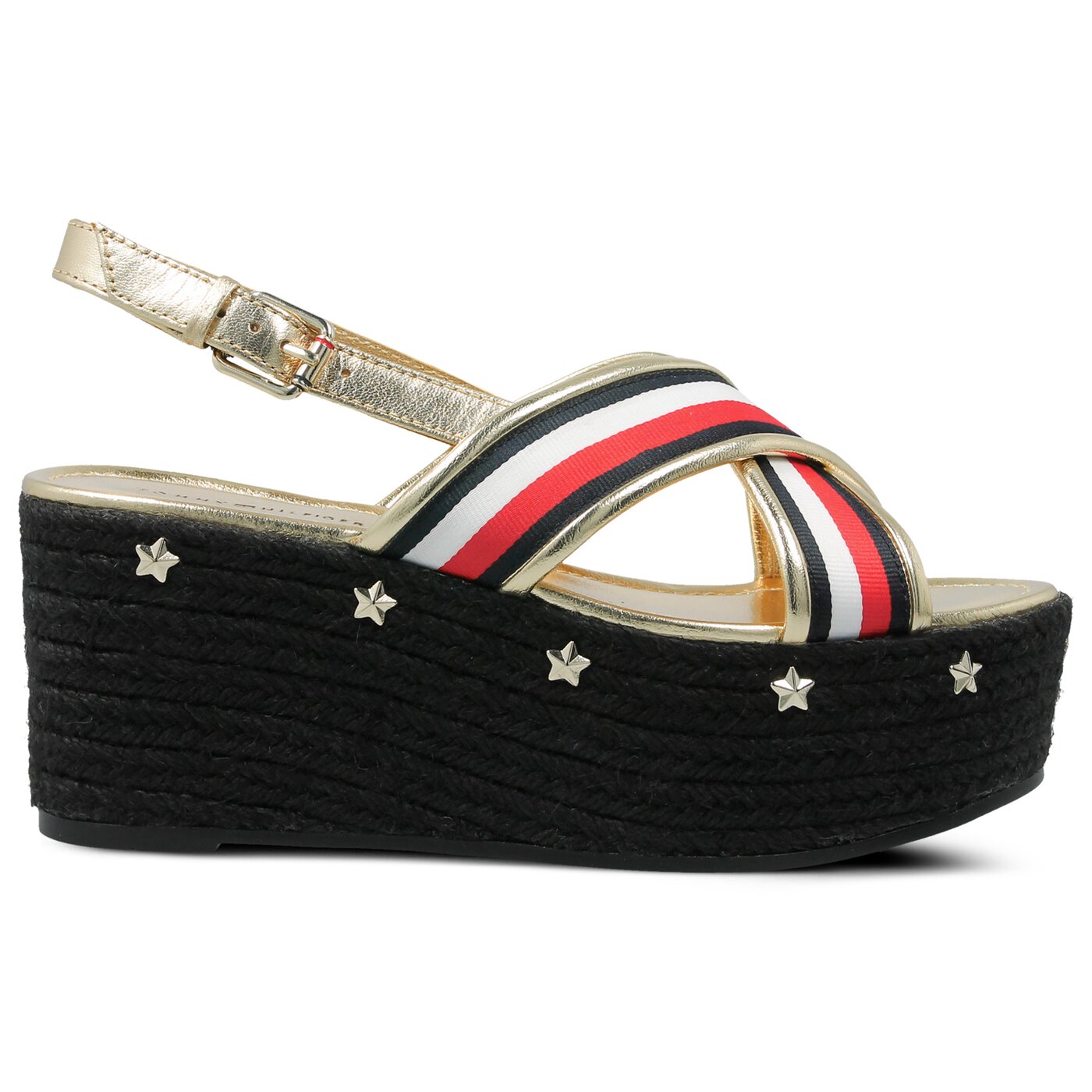 Damskie sandały TOMMY HILFIGER CORPORATE RIBBON FLATFORM SANDAL fw0fw02527020 kolor złoty