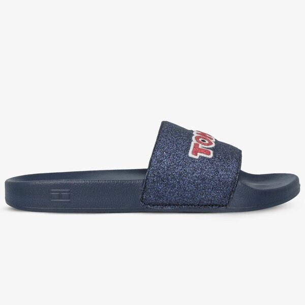 Damskie klapki TOMMY HILFIGER GLITTER DETAIL POOL SLIDE fw0fw04238403 kolor granatowy