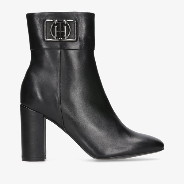 Damskie botki / sztyblety TOMMY HILFIGER TH HARDWARE SQUARE TOE HEEL BOOT fw0fw05999bds kolor czarny