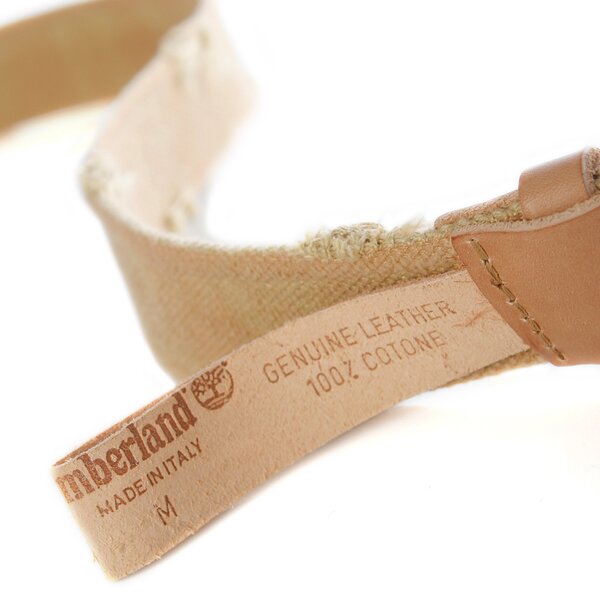 Męski pasek do spodni TIMBERLAND PASEK MAN CANVAS AND COW LEATHER BELT m2714918 kolor beżowy