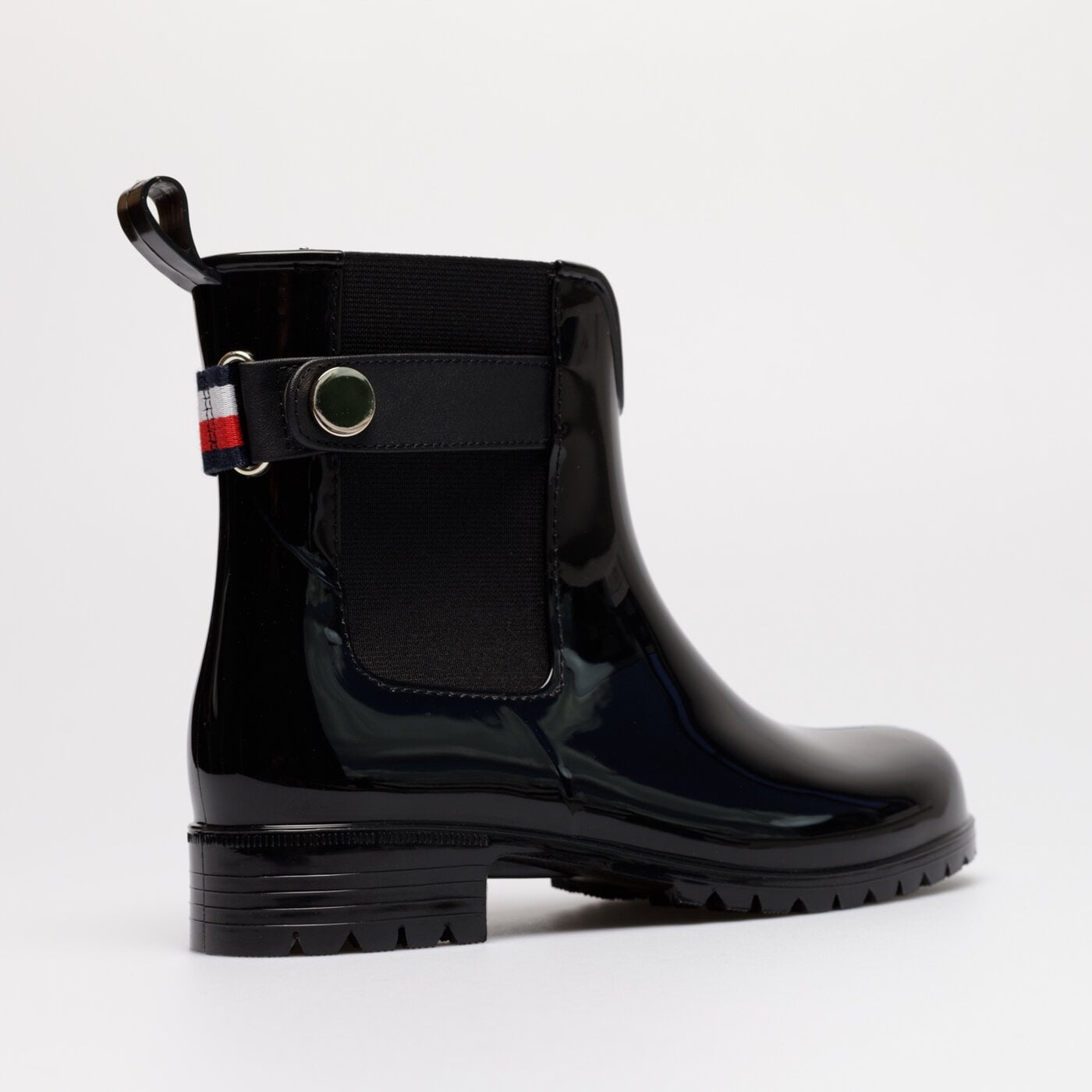 Damskie kalosze (buty gumowe) TOMMY HILFIGER ANKLE RAINBOOT WITH METAL DETAIL fw0fw06777bds kolor czarny