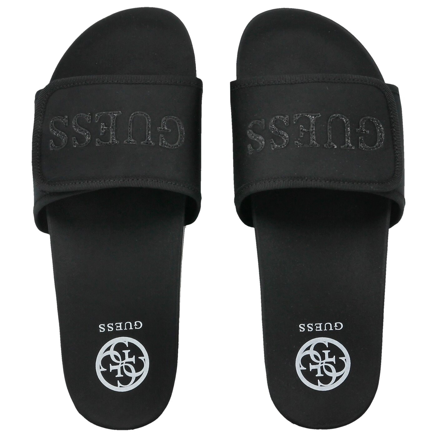 Damskie klapki GUESS HALLIE 2 SLIDE FABRIC flhi22fab19black kolor czarny