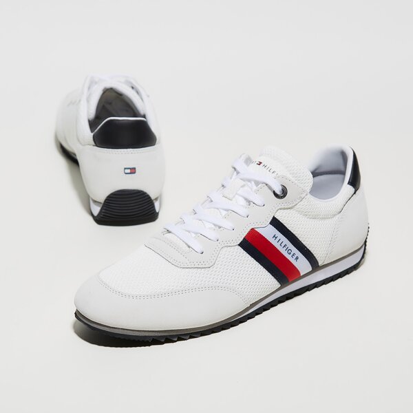 Męskie sneakersy (buty) TOMMY HILFIGER ESSENTIAL MESH RUNNER fm0fm03417ybr kolor biały