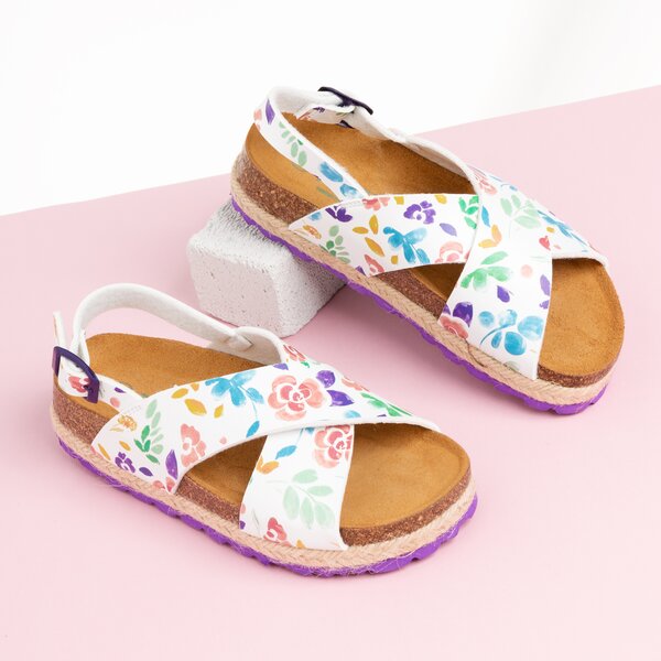 Dziecięce sandały / klapki PAEZ BIO CROSS FLOWERY 1932623k0702-100 kolor biały