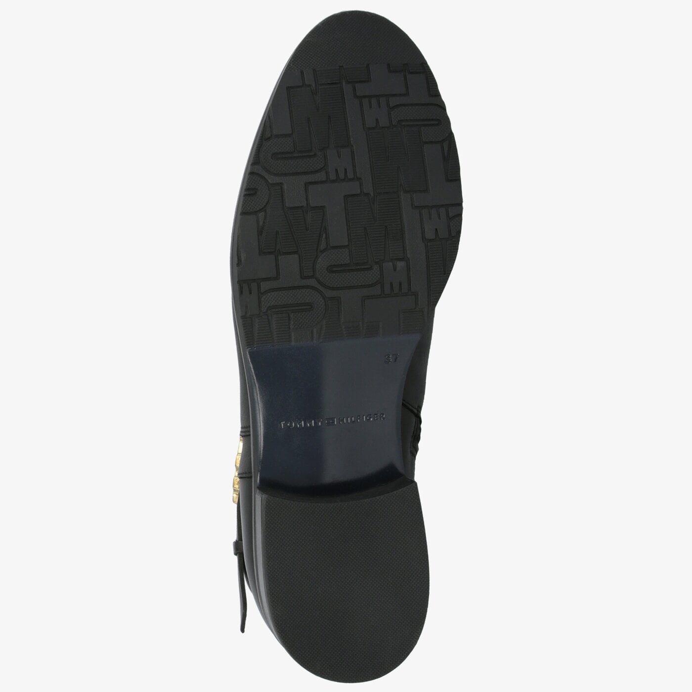 Damskie botki / sztyblety TOMMY HILFIGER TH HARDWARE LEATHER FLAT BOOTIE fw0fw04280990 kolor czarny