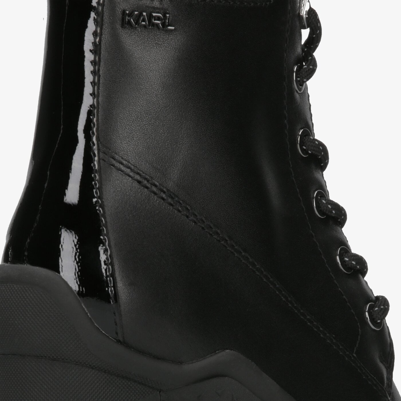 Damskie botki / sztyblety KARL LAGERFELD VOYAGE III ANKLE LACE BOOT kl30155000 kolor czarny