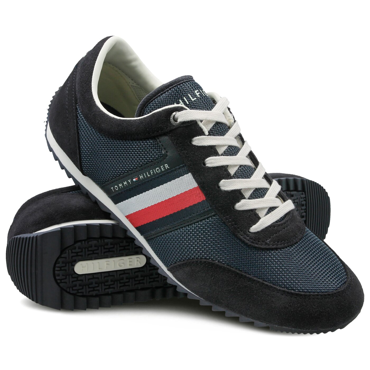 Męskie sneakersy (buty) TOMMY HILFIGER CORPORATE MATERIAL MIX RUNNER fm0fm01314403 kolor granatowy