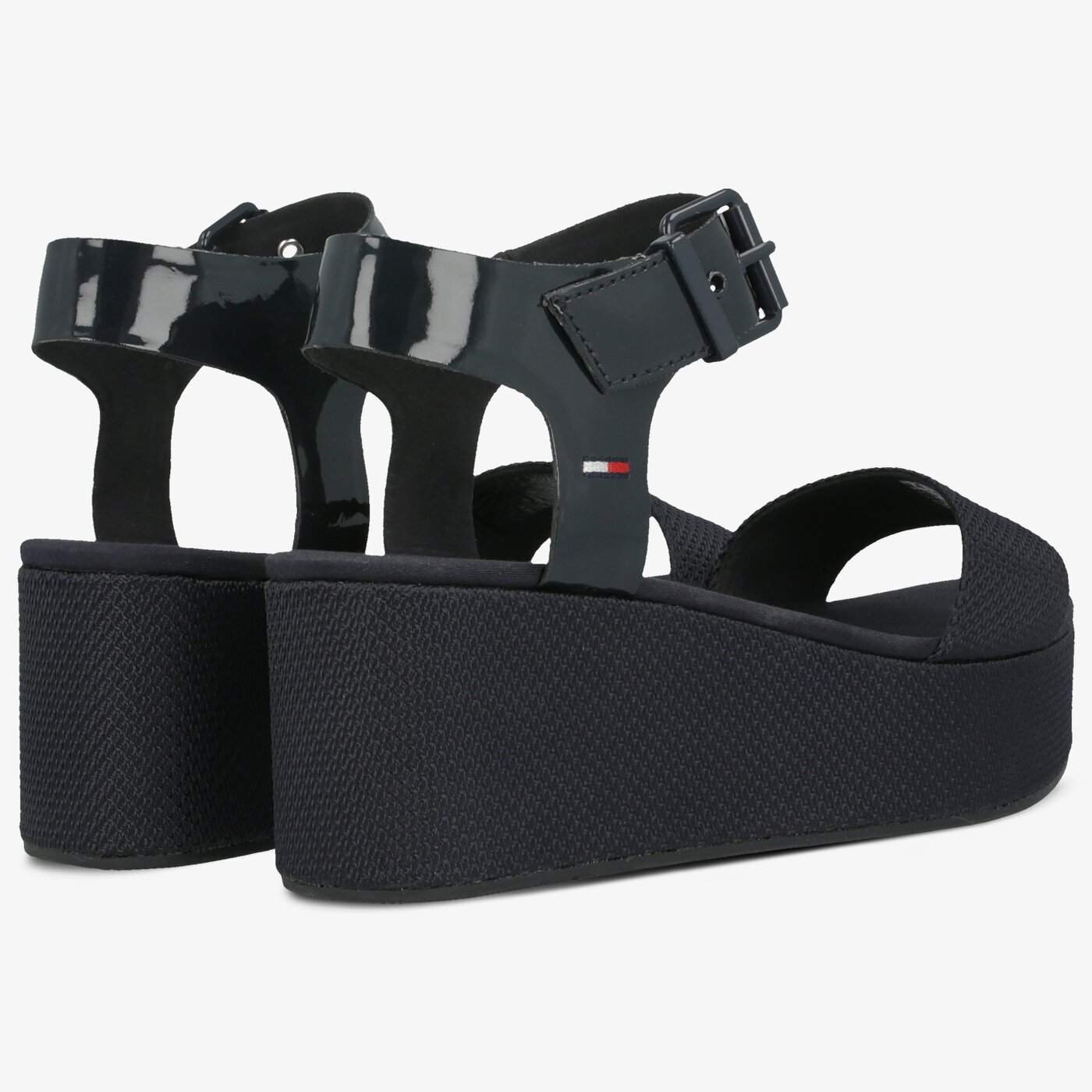 Damskie sandały TOMMY HILFIGER DENIA 2C MATERIAL MIX FLATFORM SANDAL en0en00561403 kolor granatowy