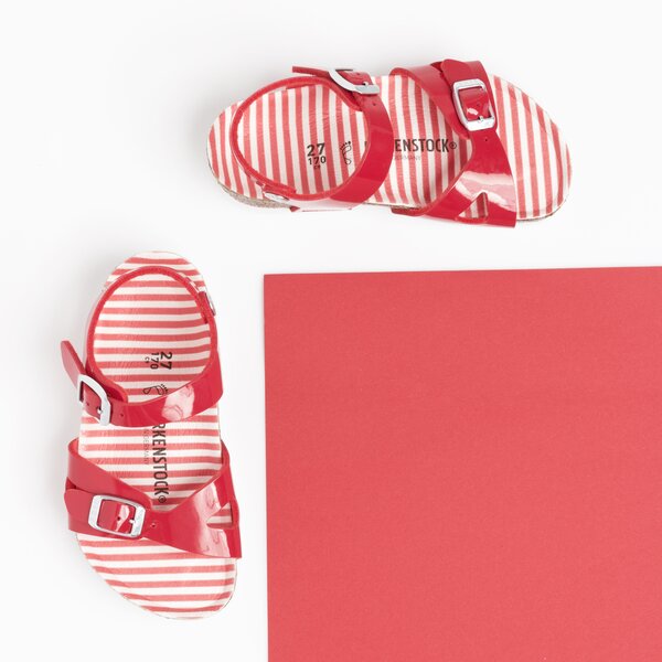 Dziecięce sandały / klapki BIRKENSTOCK RIO NAUTICAL STRIPES RED 1012719 kolor czerwony