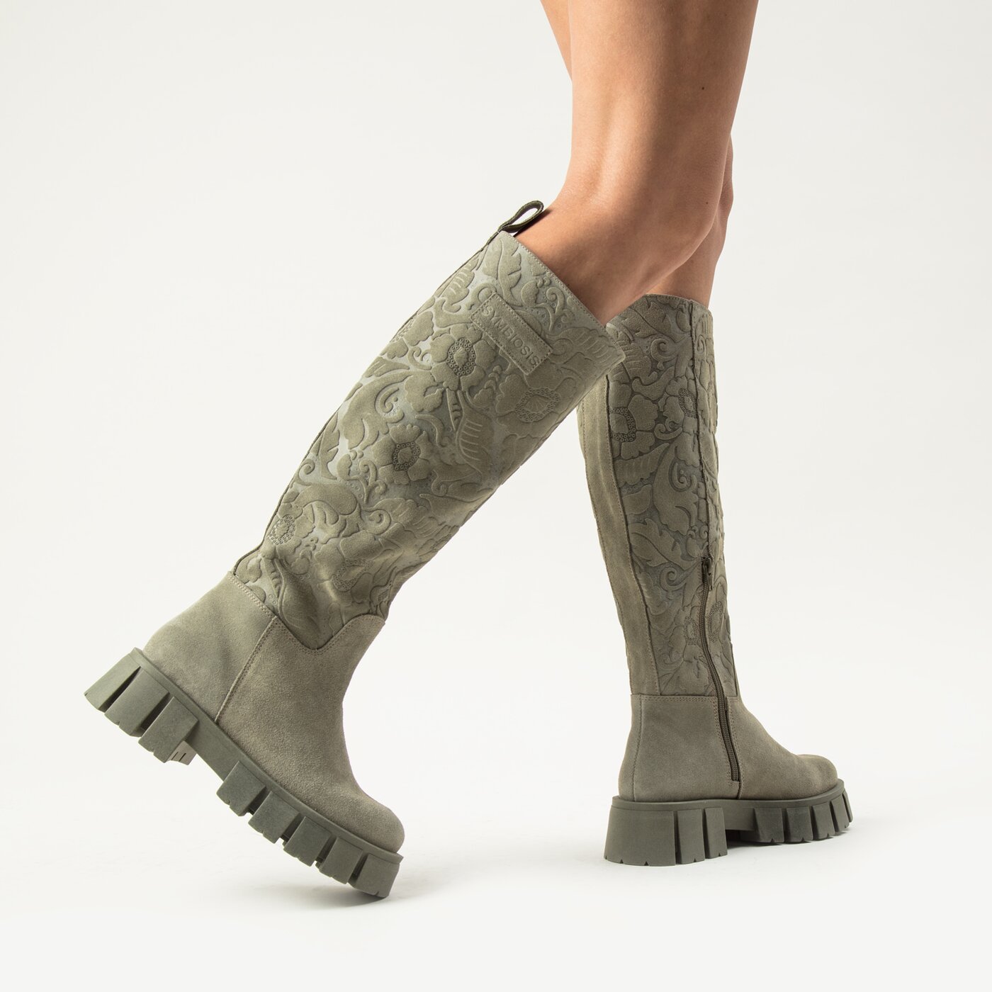 Damskie kozaki SYMBIOSIS HIGH BOOTS LETA sywc222014 kolor khaki