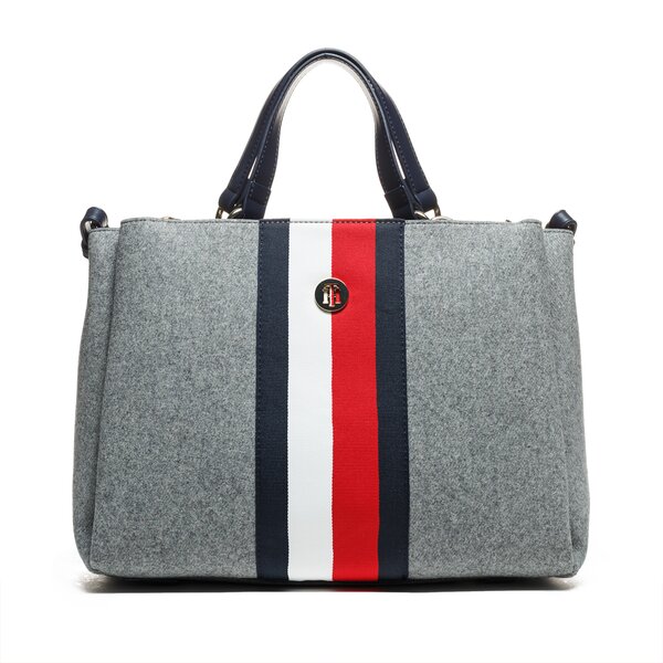 Damska torebka TOMMY HILFIGER TOREBKA EFFORTLESS TOMMY SM SATCHEL MLTN aw0aw06039901 kolor szary