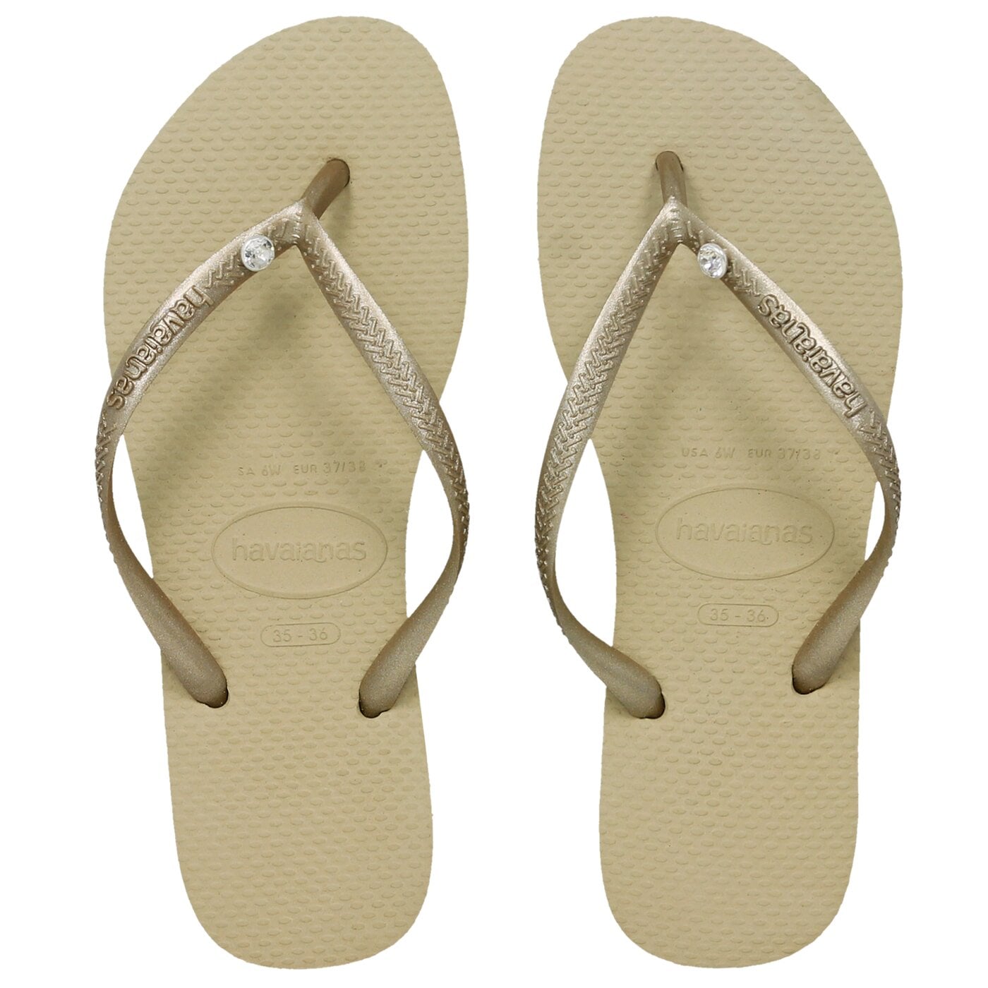 Damskie klapki HAVAIANAS SLIM CRYSTAL GLAMOUR SW 41195172719 kolor beżowy