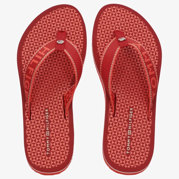 Damskie klapki TOMMY HILFIGER TOMMY SHINY WEBBING BEACH SANDAL fw0fw06419xng kolor pomarańczowy