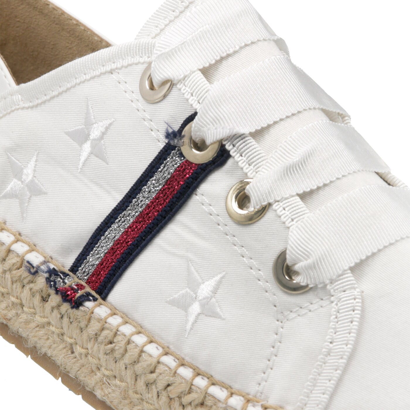 Damskie espadryle TOMMY HILFIGER SAMMY 19C FLAT ESPADRILLE CORPORATE RIBBON fw0fw03801121 kolor biały