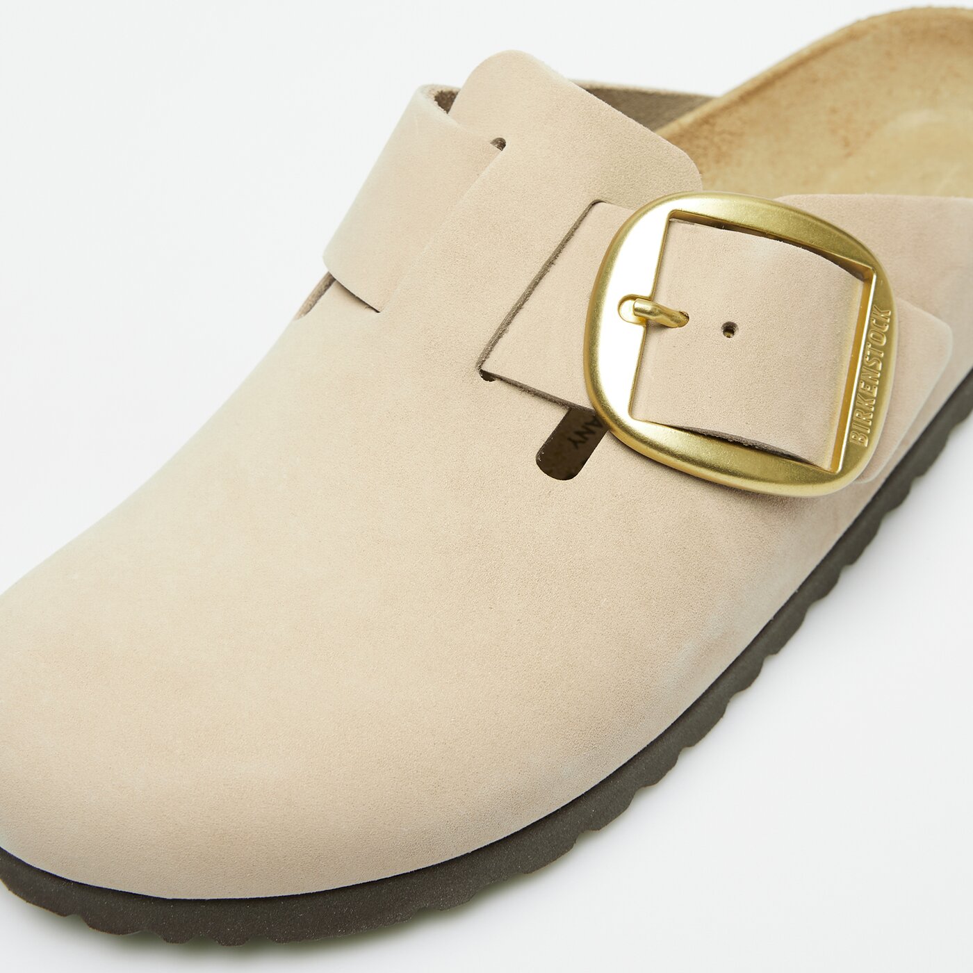 Damskie klapki BIRKENSTOCK BOSTON BIG BUCKLE LENB SANDCASTLE 1028052 kolor beżowy