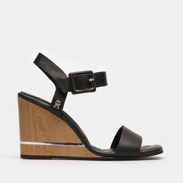 Damskie szpilki / czółenka TOMMY HILFIGER HARDWARE WEDGE SANDAL fw0fw07074bds kolor czarny