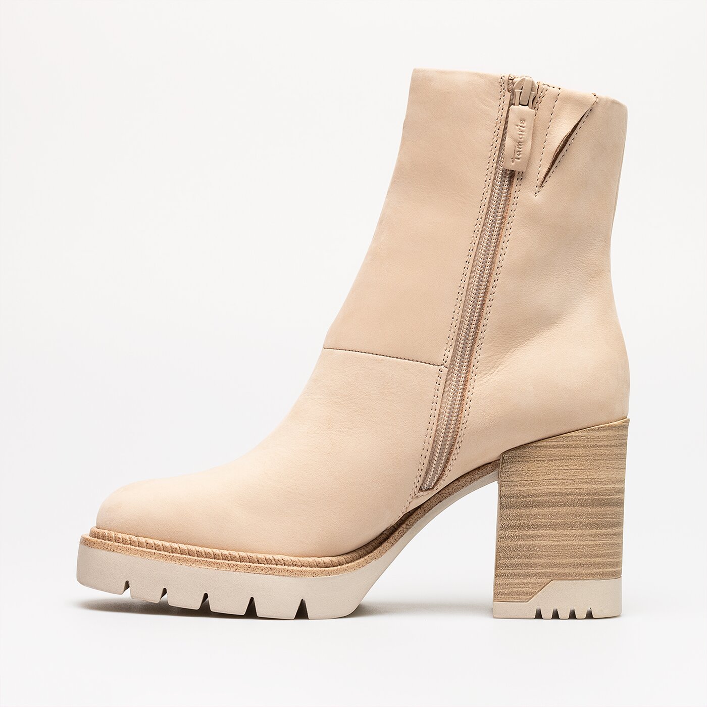 Damskie botki / sztyblety TAMARIS BOOTS 90 IVORY 1-1-25411-29-418 kolor beżowy