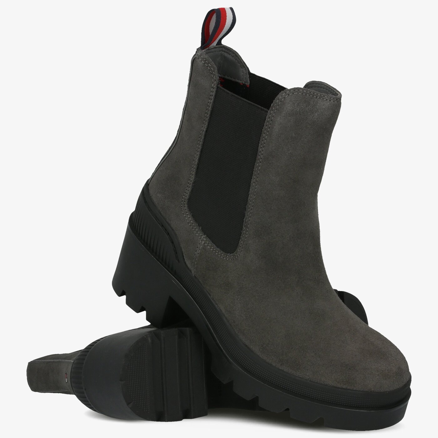 Damskie botki / sztyblety TOMMY HILFIGER SPORTY CHUNKY CHELSEA BOOTIE fw0fw04417099 kolor szary