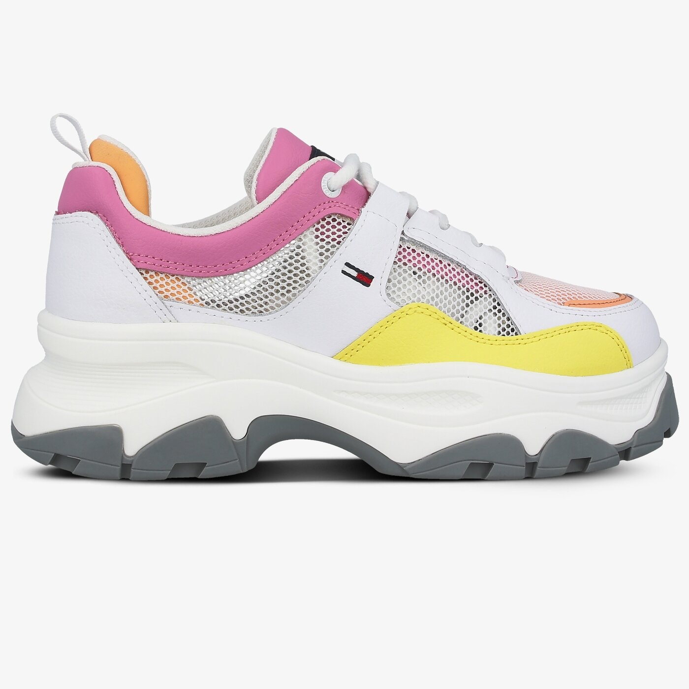 Damskie sneakersy (buty) TOMMY HILFIGER RECYCLED MESH FLATFORM SHOE en0en00808ybs kolor biały