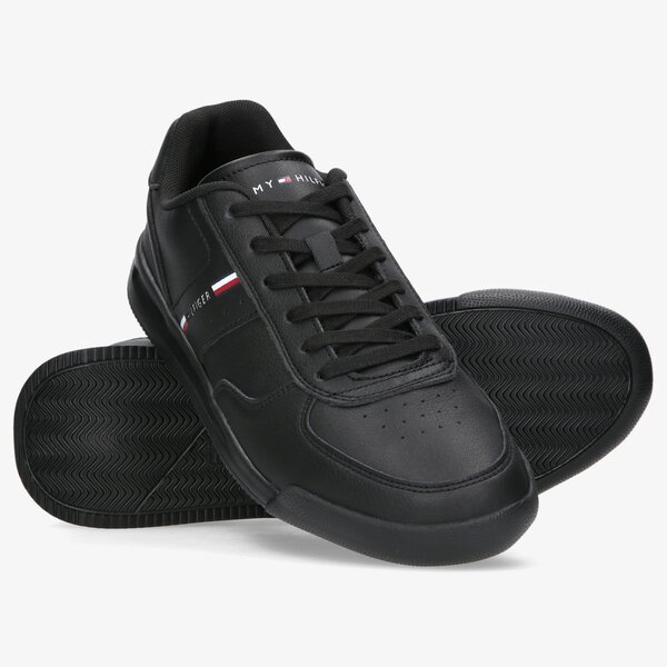 Męskie sneakersy (buty) TOMMY HILFIGER LIGHTWEIGHT LEA SNEAKER STRIPES fm0fm04016bds kolor czarny