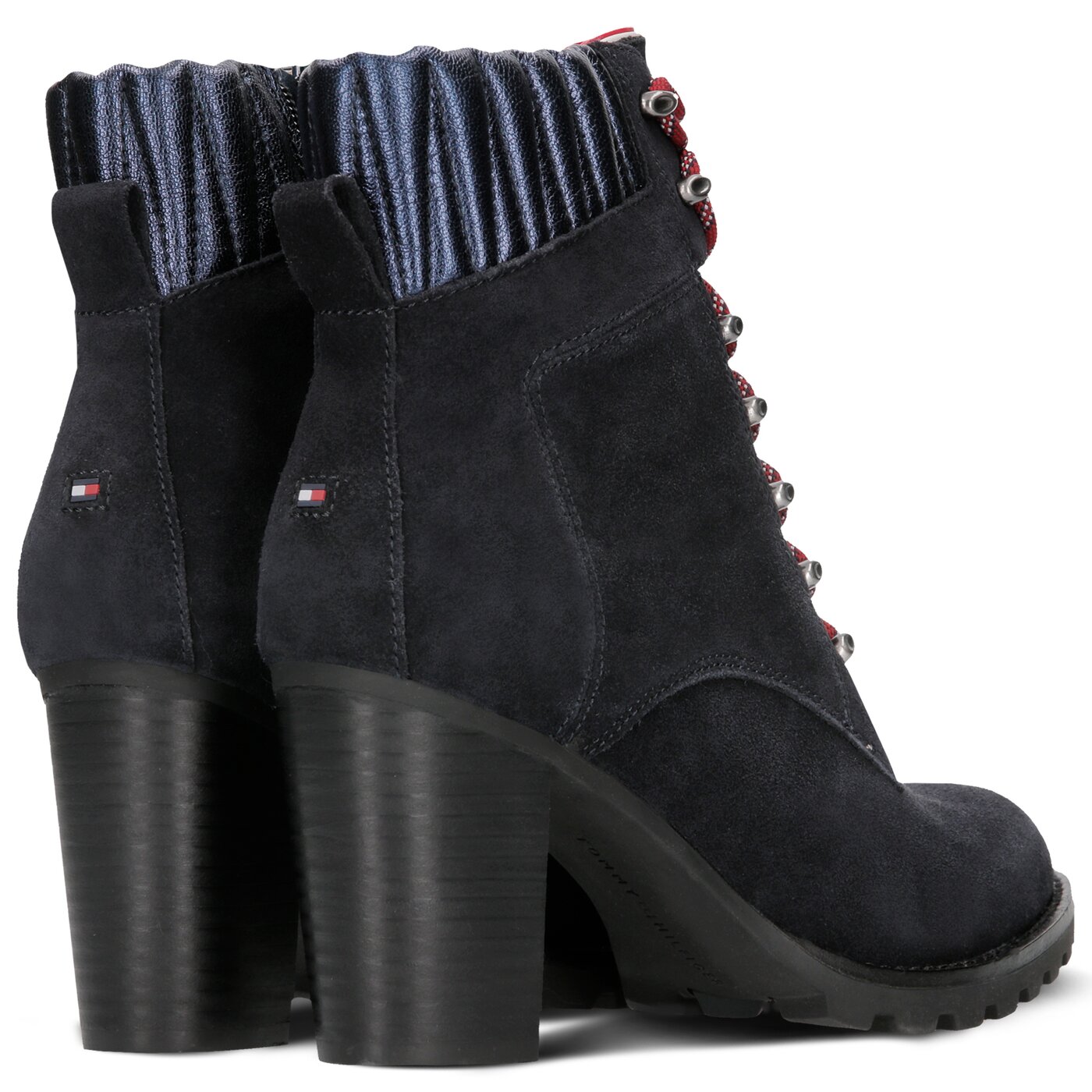 Damskie botki / sztyblety TOMMY HILFIGER BASIC HIKING HEELED BOOT SUEDE fw0fw03569403 kolor granatowy