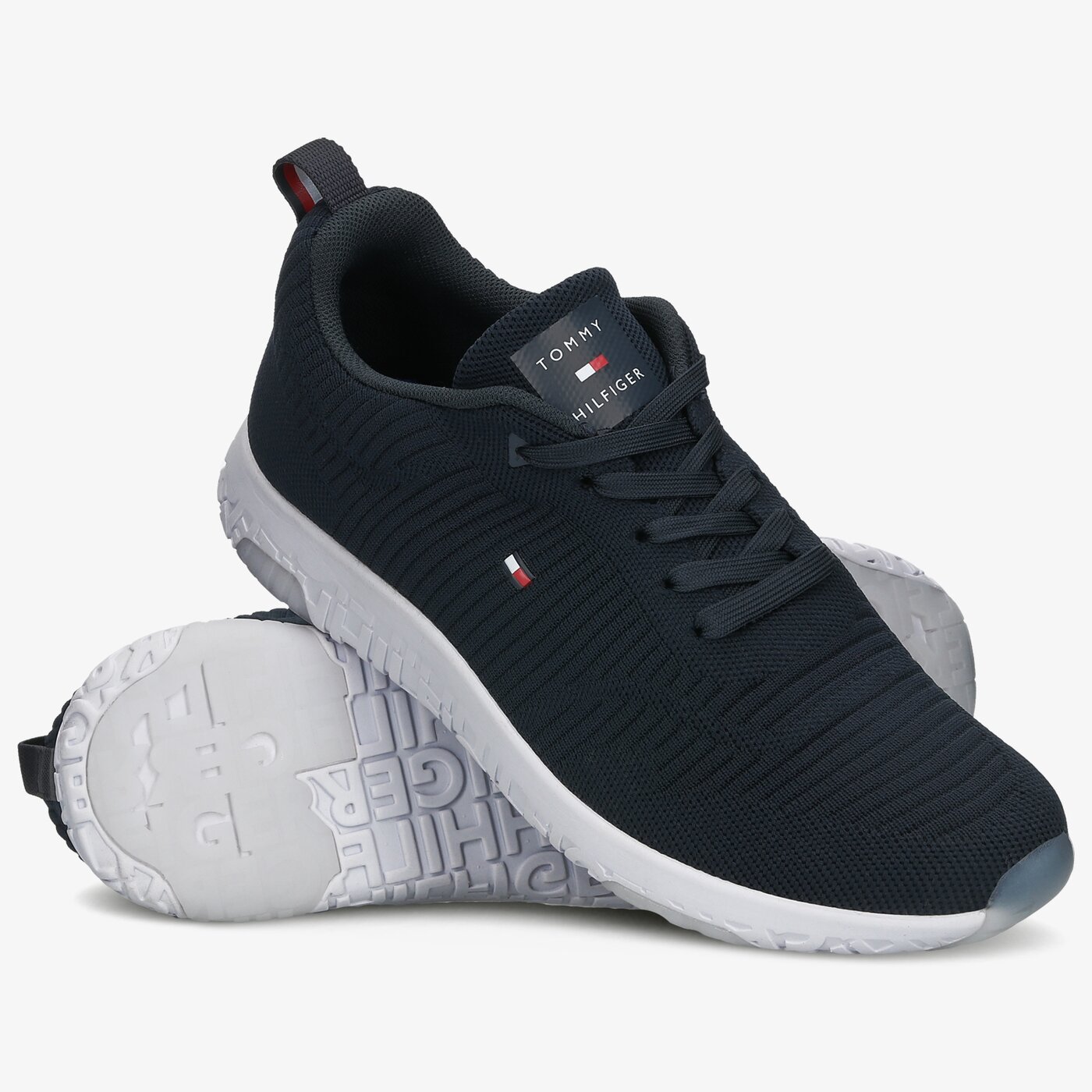 Męskie sneakersy (buty) TOMMY HILFIGER CORPORATE KNIT RIB RUNNER fm0fm02838dw5 kolor granatowy