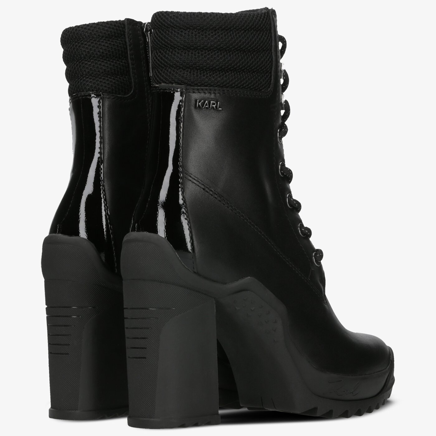 Damskie botki / sztyblety KARL LAGERFELD VOYAGE III ANKLE LACE BOOT kl30155000 kolor czarny