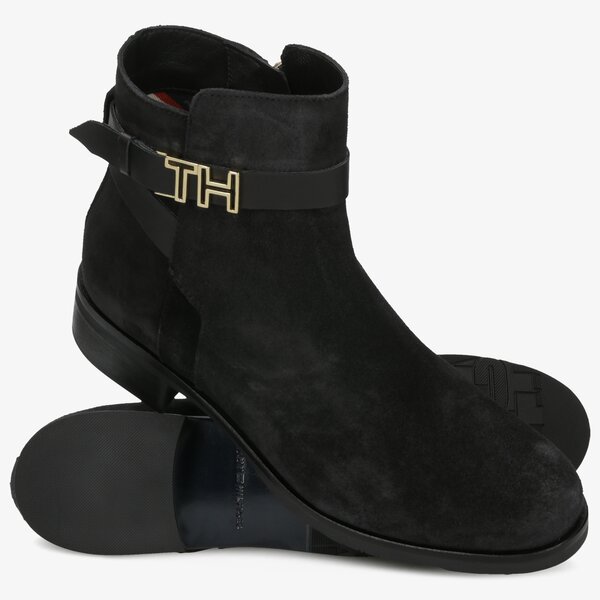 Damskie botki / sztyblety TOMMY HILFIGER TH HARDWARE FLAT BOOTIE fw0fw04277990 kolor czarny