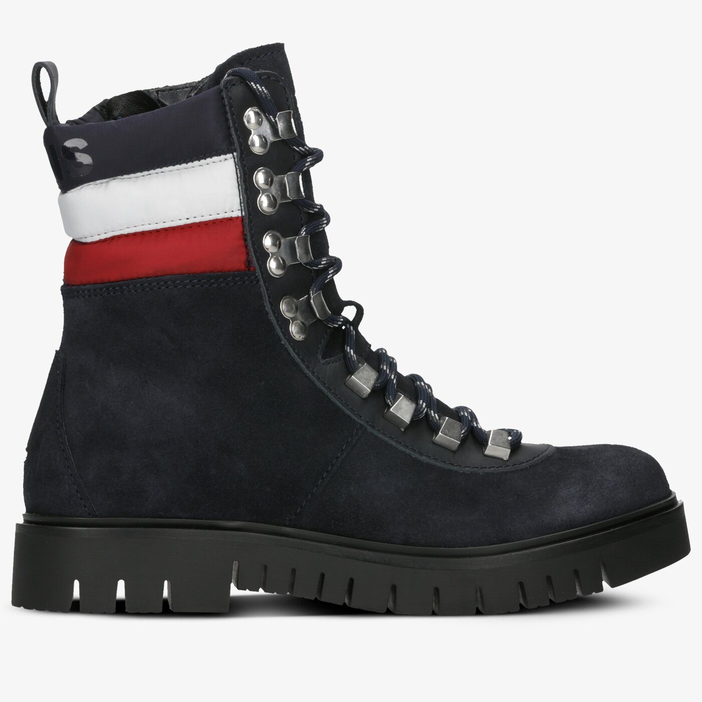 Damskie botki / sztyblety TOMMY HILFIGER PADDED NYLON LACE UP BOOT en0en00613403 kolor granatowy
